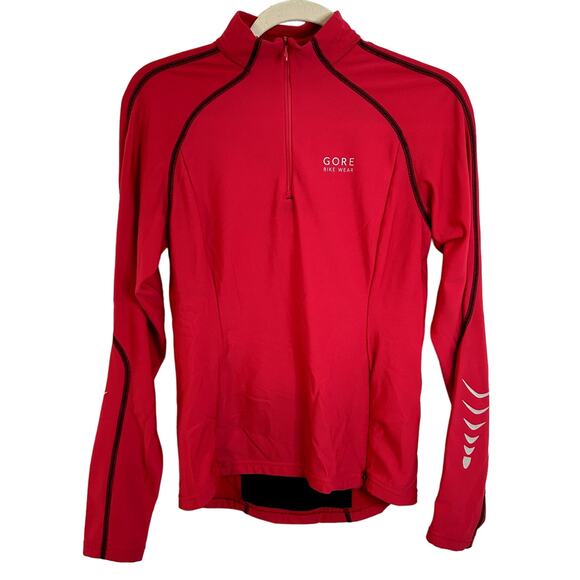 Gore Bike Wear Half Zip Cycling Long Sleeve Mens Size Medium Red Black Silver - Picture 1 of 4